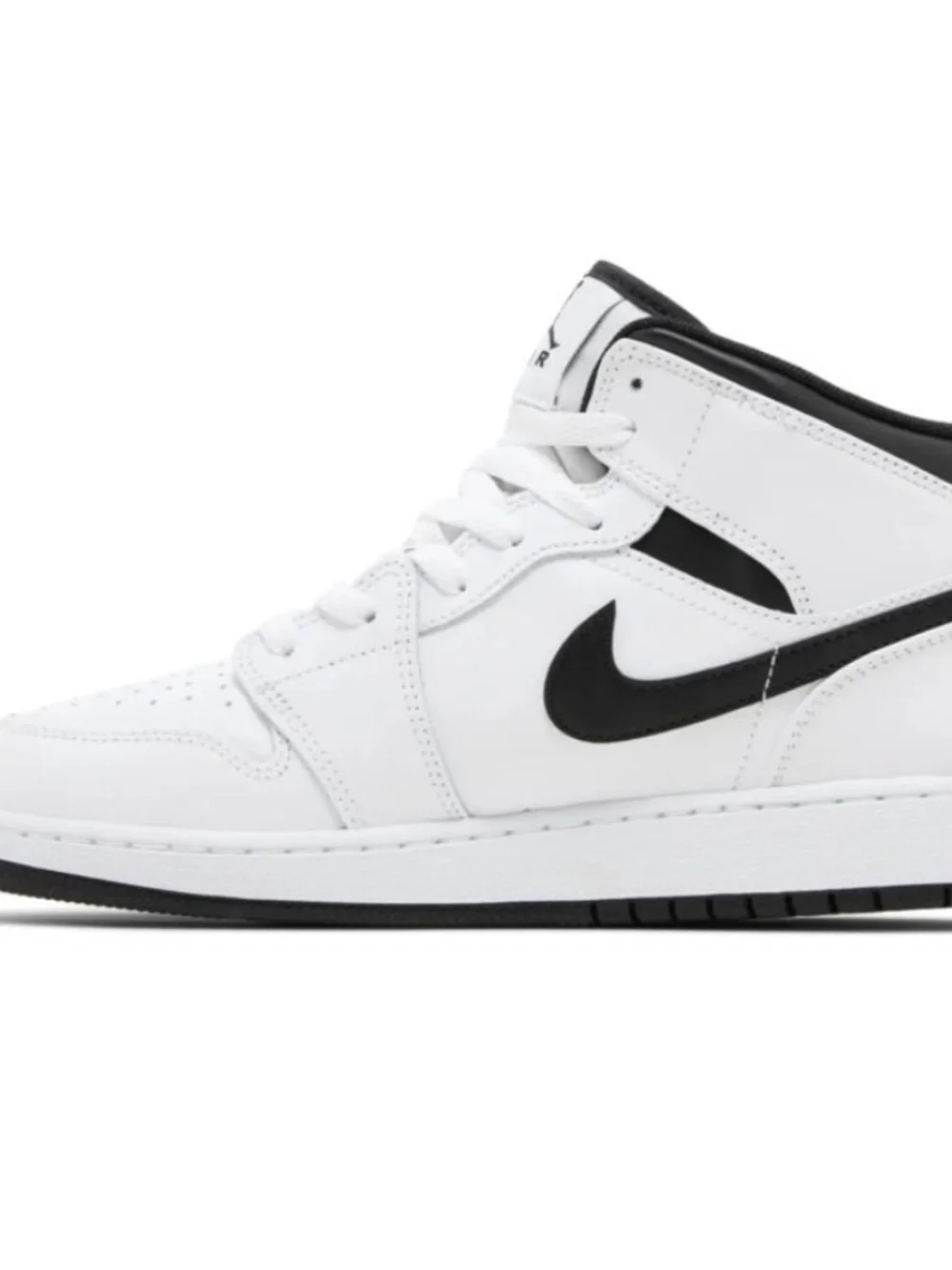 Nike Air Jordan 1 Mid GS White Black Youth Basketball Shoes New With Box - Picture 2 of 6